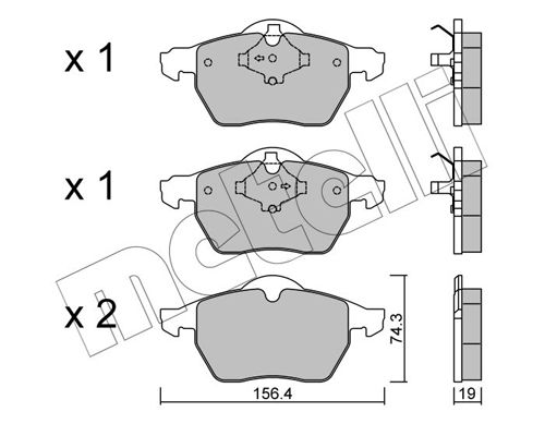 Комплект гальмівних накладок, дискове гальмо, Metelli 2203141