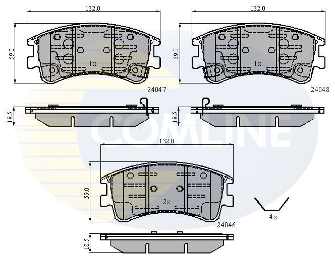 Комплект гальмівних накладок, дискове гальмо, Comline CBP3950