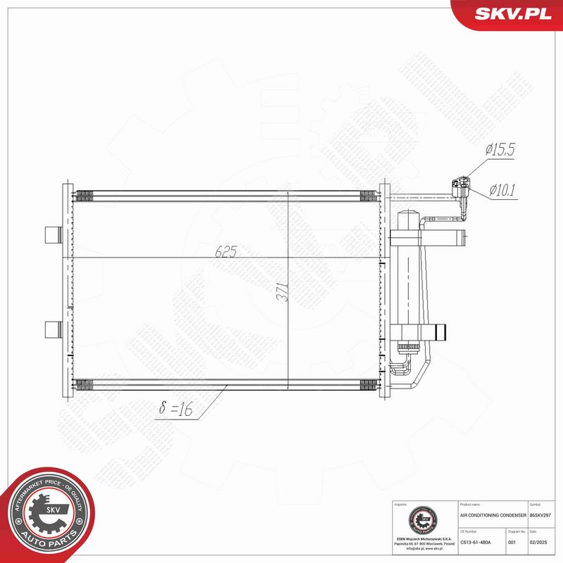 ESEN SKV 86SKV297 Condenser, air conditioning