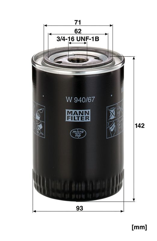 Õlifilter, MANN-FILTER W 940, 67