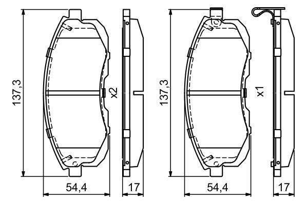 Комплект гальмівних накладок, дискове гальмо, Bosch 0986495379