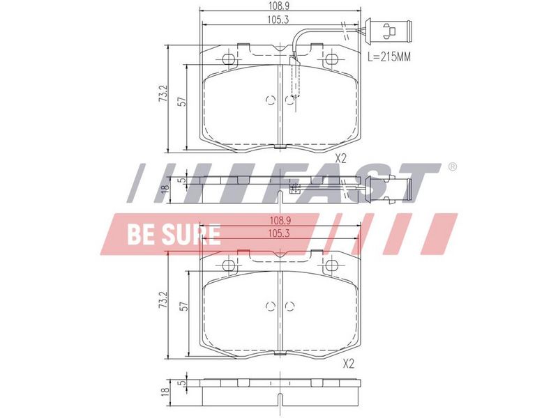 Brake pads front 2- sensors 45-49.12 89>5/96