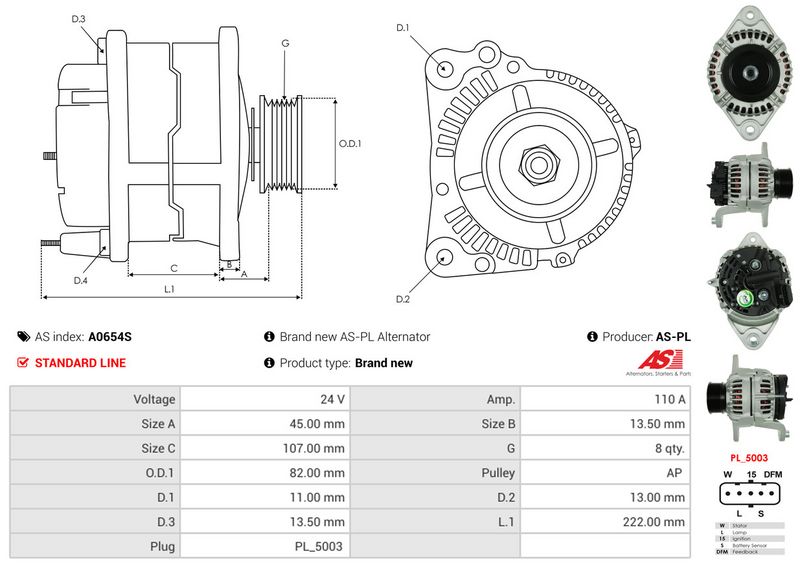 AS-PL A0654S Alternator