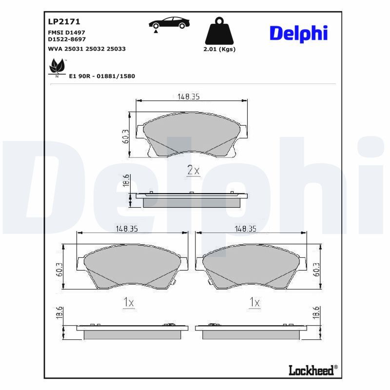 Piduriklotsi komplekt, ketaspidur, DELPHI LP2171