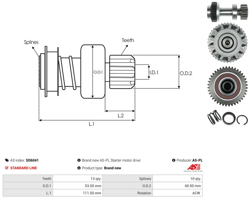 AS-PL SD6041 Freewheel Gear, starter