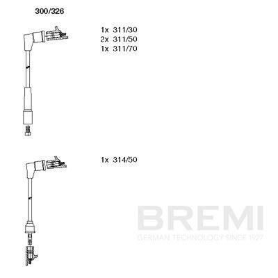 BREMI 300/326 - Uždegimo laidų komplektas