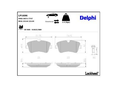 DELPHI LP1696 Brake Pad Set, disc brake