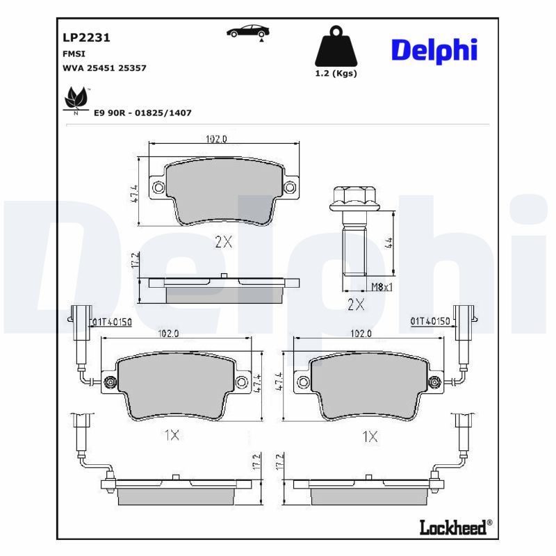 комплект спирачно феродо, дискови спирачки DELPHI