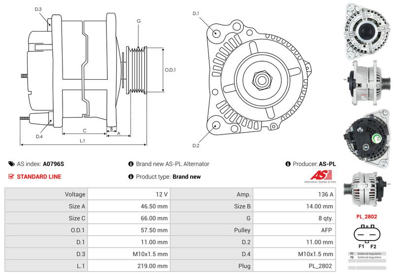 AS-PL A0796S Alternator
