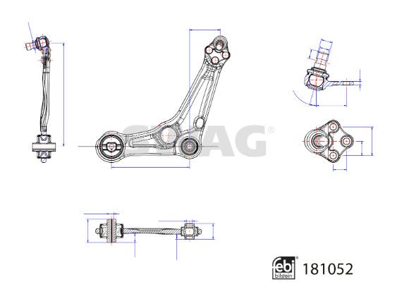 SWAG 33 10 8086 Control/Trailing Arm, wheel suspension