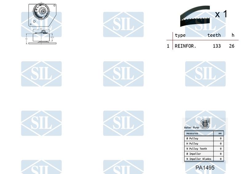 Водяний насос + зубчастий ремінь, Saleri Sil K1PA1495