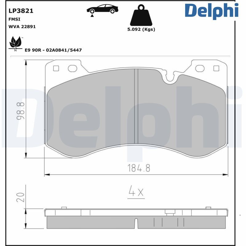 Delphi Brake Pad Set, disc brake LP3821