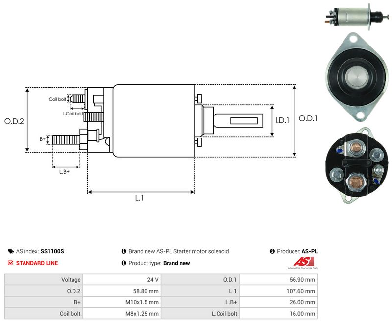 AS-PL SS1100S Solenoid Switch, starter