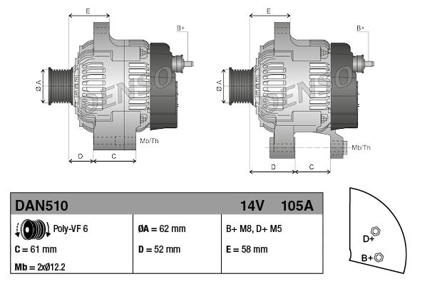 DENSO DAN510 Alternator