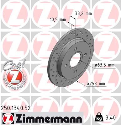 ZIMMERMANN féktárcsa 250.1340.52