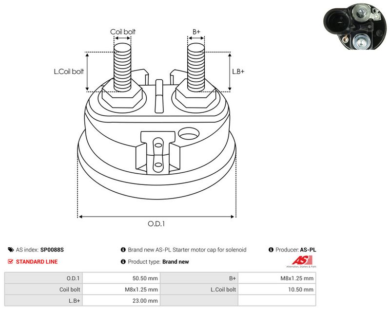 AS-PL SP0088S Cap, starter relay