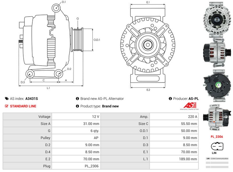 AS-PL A3431S Alternator