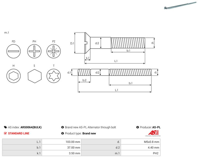 AS-PL ARS0064(BULK) Repair Set, alternator