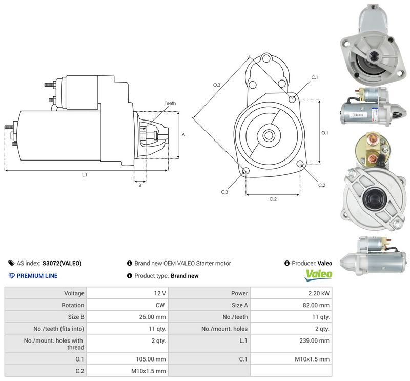AS-PL S3072(VALEO) Starter