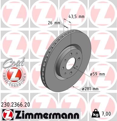 Гальмівний диск, Zimmermann 230.2366.20