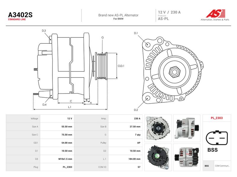 Generaator, AS-PL A3402S