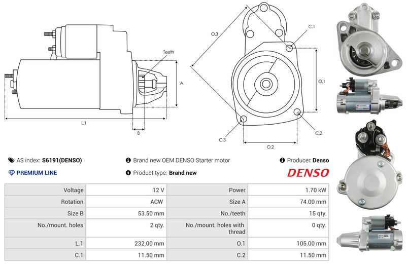 AS-PL S6191(DENSO) Starter