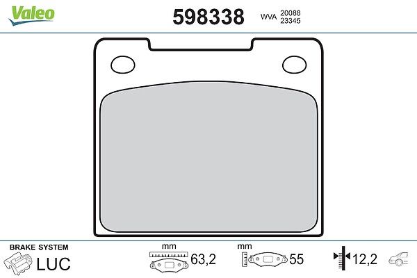 VALEO 598338 - Stabdžių kaladėlių komplektas