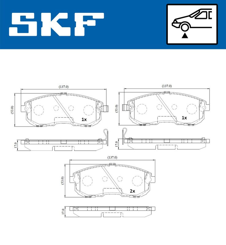 Комплект гальмівних накладок, дискове гальмо, Skf VKBP80175A