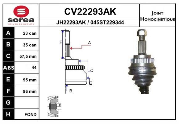 EAI csuklókészlet, hajtótengely CV22293AK