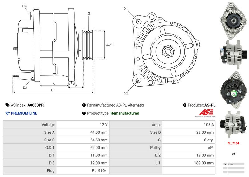 AS-PL A0663PR Alternator