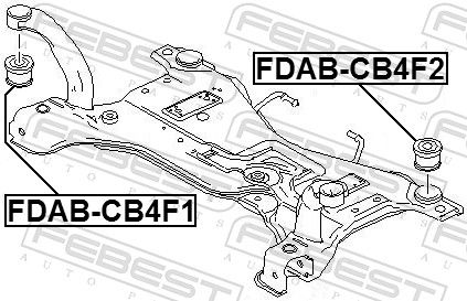 Опора, балка моста, задня вісь знизу, FORD FOCUS II CB4 2008-2011), Febest FDAB-CB4F2