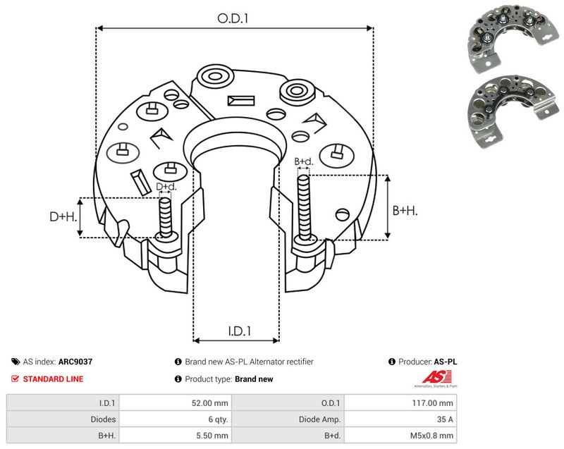 AS-PL ARC9037 Rectifier, alternator