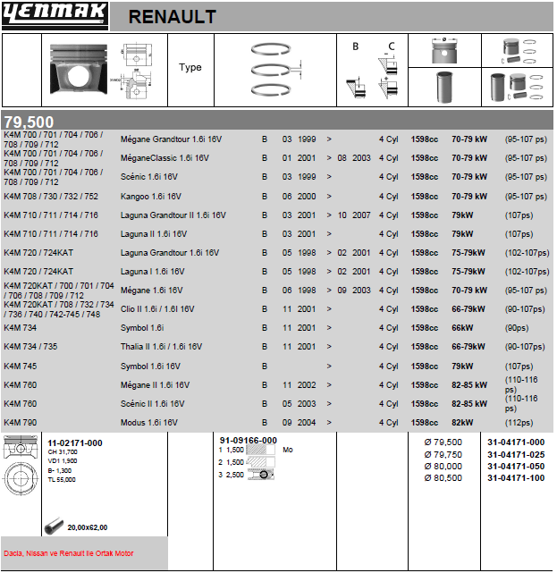YENMAK Piston 31-04171-050