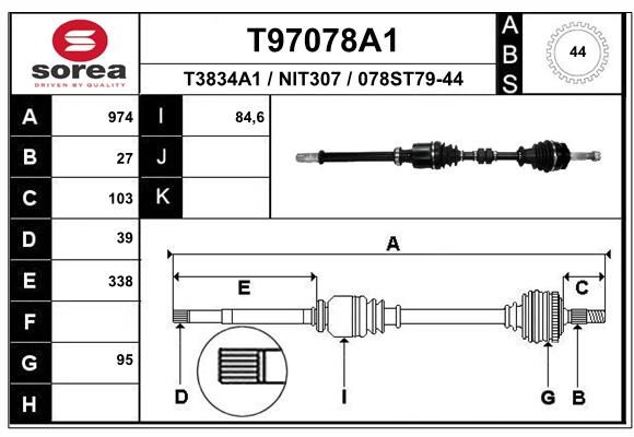 EAI hajtótengely T97078A1