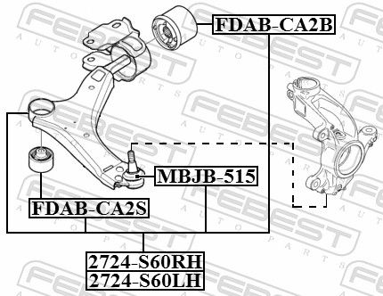 FEBEST 2724-S60LH Control/Trailing Arm, wheel suspension