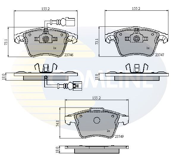 Комплект гальмівних накладок, дискове гальмо, Comline CBP11312