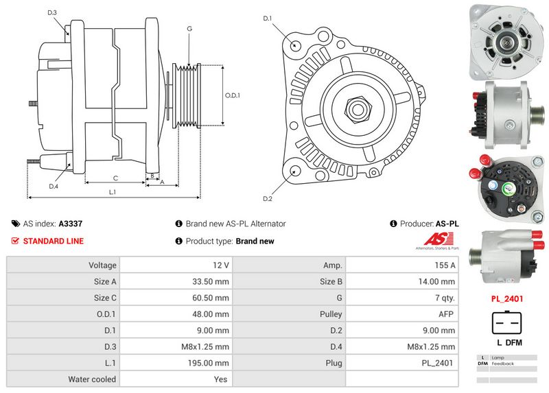 AS-PL A3337 Alternator