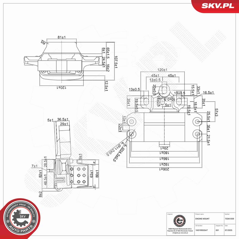 Prekės atitinka OEM kodą: 1K0 199 555 AT