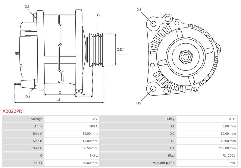 AS-PL A2022PR Alternator