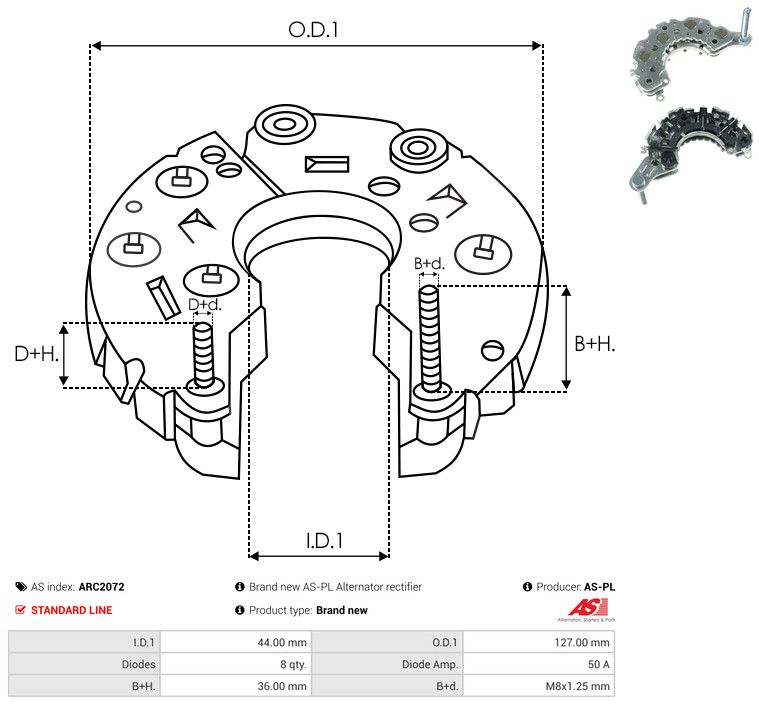 AS-PL ARC2072 Rectifier, alternator