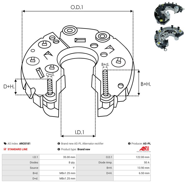 AS-PL ARC0181 Rectifier, alternator