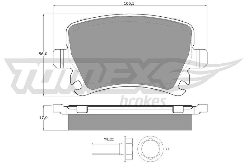 TOMEX Brakes TX 13-95 Комплект гальмівних накладок, дискове гальмо