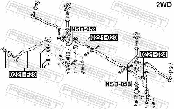 Втулка, сошка керма, Febest NSB-058