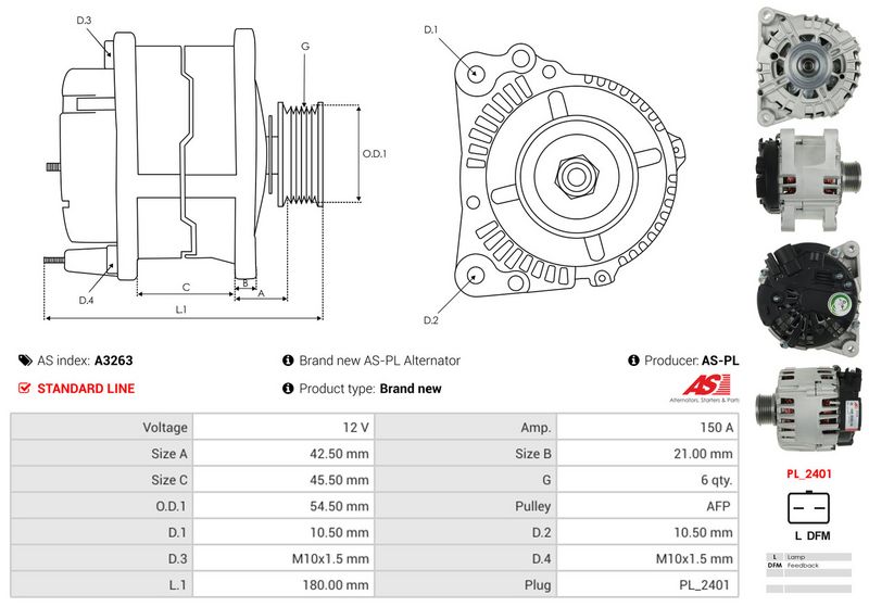 AS-PL A3263 Alternator