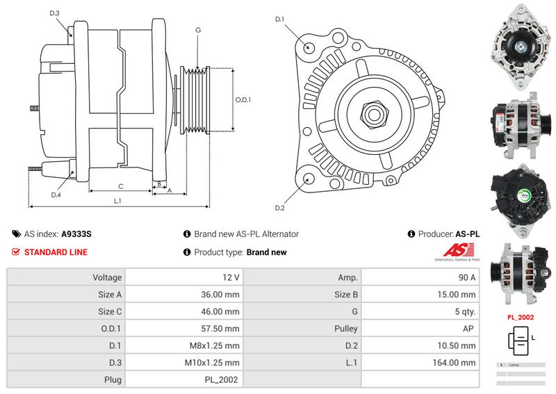 AS-PL A9333S Alternator