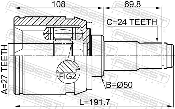 FEBEST 0111-GSL20LH Joint Kit, drive shaft