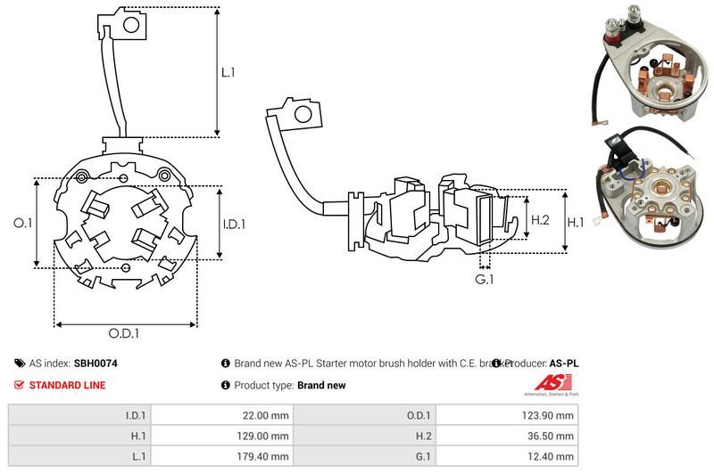 Kinnitus, süsinikuharjad, AS-PL SBH0074