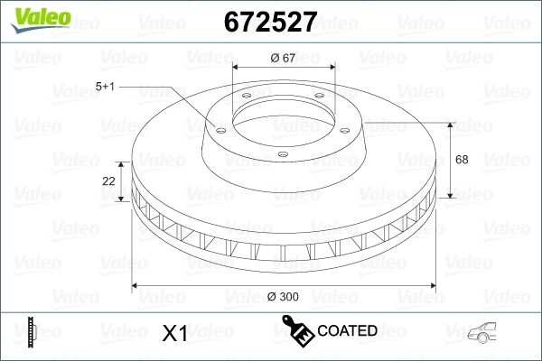 Гальмівний диск, Valeo 672527