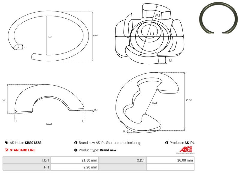 Remondikomplekt, Starter, AS-PL SRS0182S