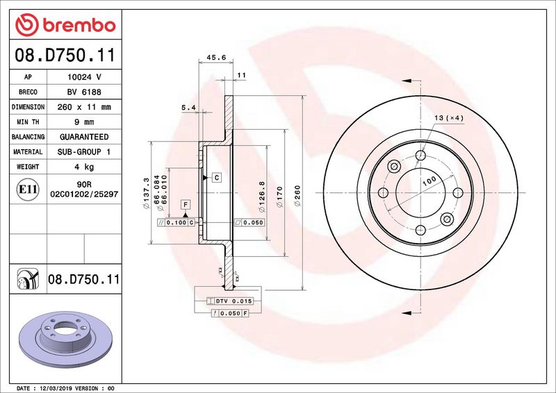 Piduriketas, BREMBO 08.D750.11